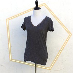 Grey V-Neck With Gold Foil Trim